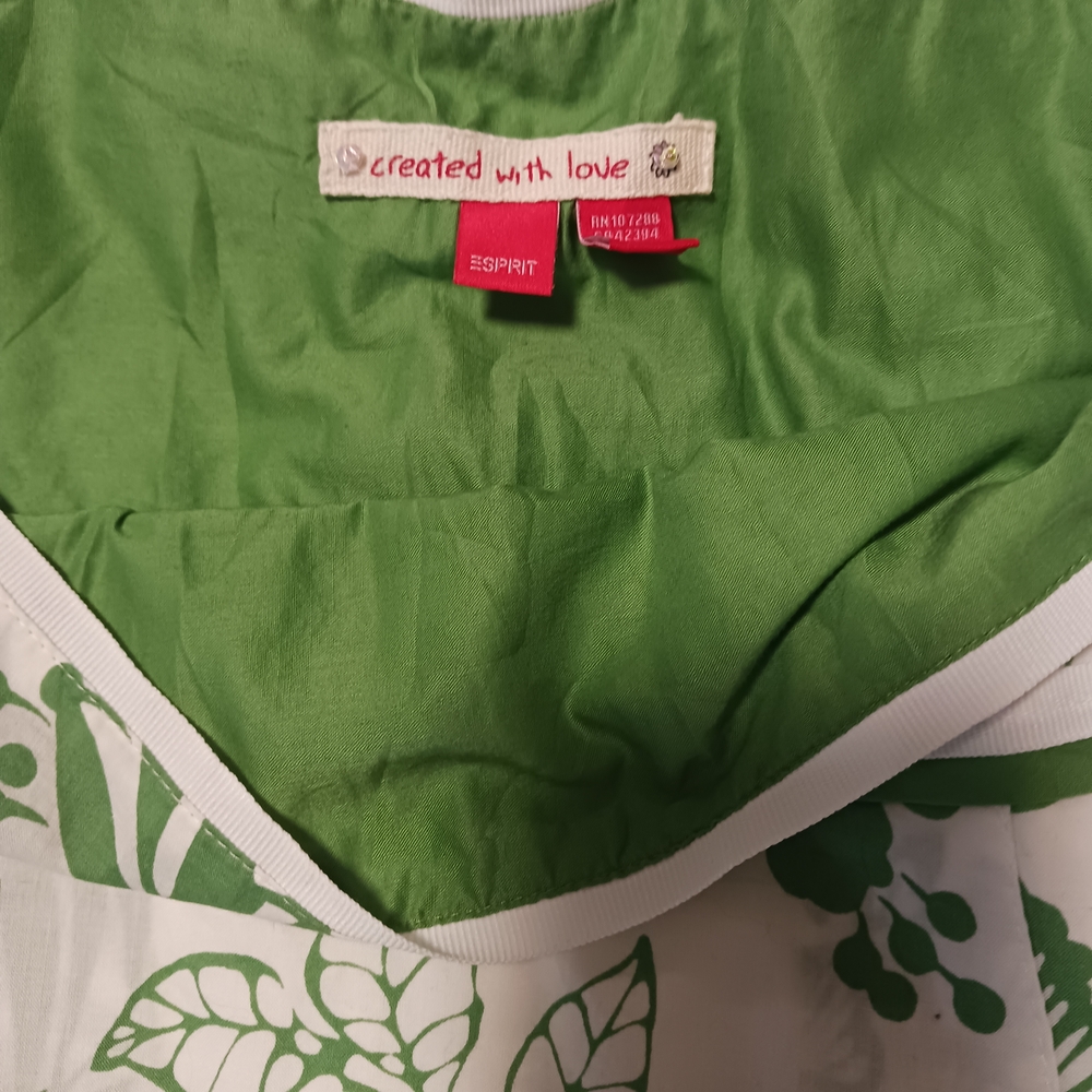 Esprit Green Cream A-Line Skirt Casual Resort Wear - Picture 2 of 3